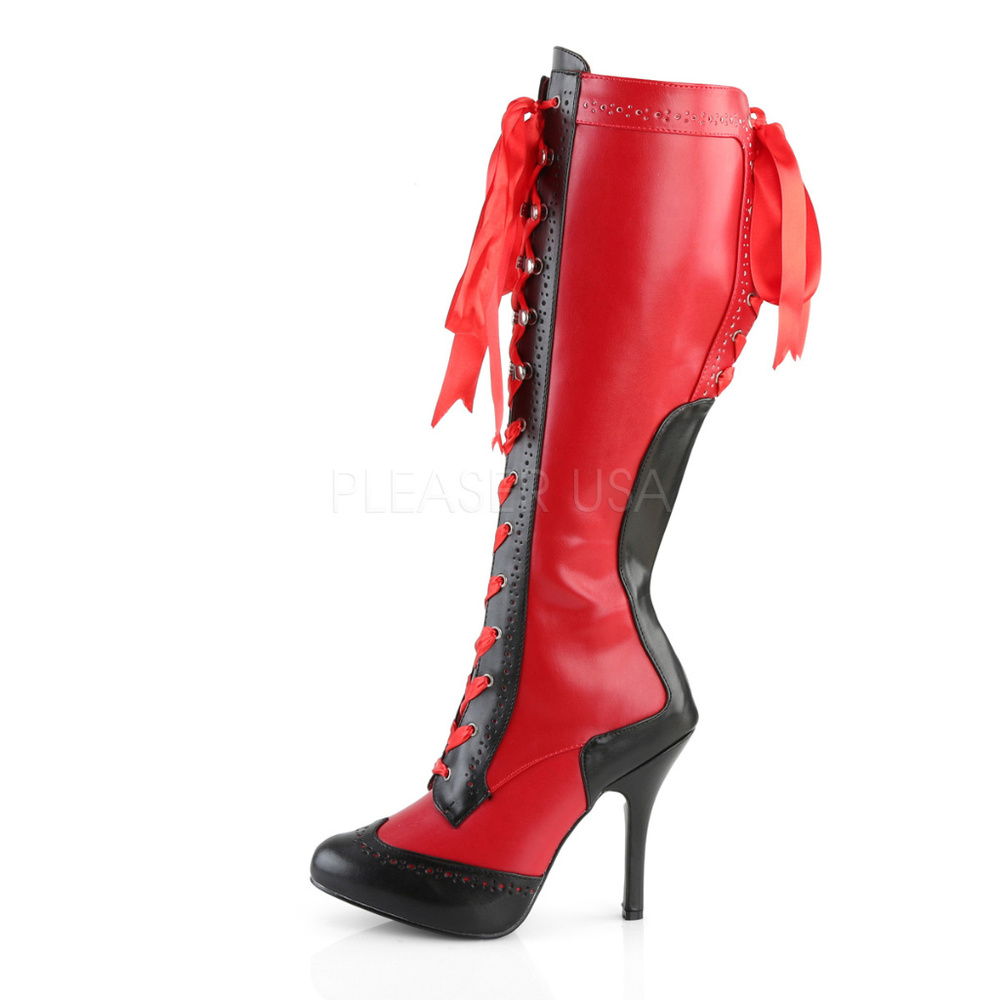 Steampunk Burlesque Lace Up Knee High Heel Boots - Picture 3 of 5